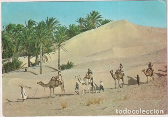 Postkarten: Tunez:- Caravana del Sahara. Franqueado y fechado el 25 Dic. 1982, Destino Barcelona y Bon Nadal i u