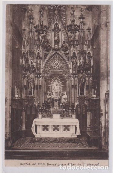 Cartoline: Barcelona. Iglesia del Pino. Altar de la Merced. Huecograbado de Joaqu&iacute;n Mumbr&uacute;. Sin usar