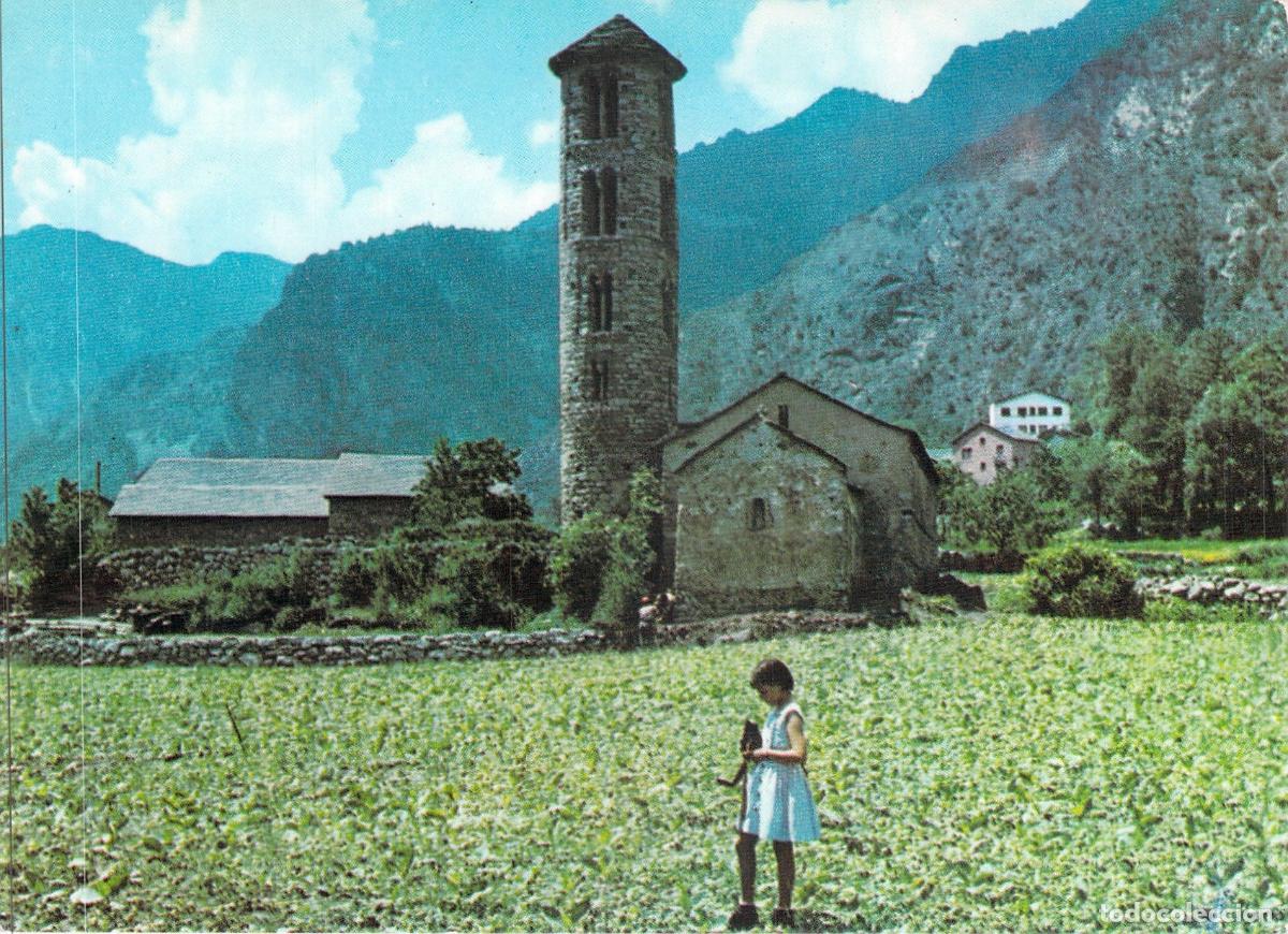 Postales: Postal de Santa Coloma y su Campanario Rom&aacute;nico en Andorra