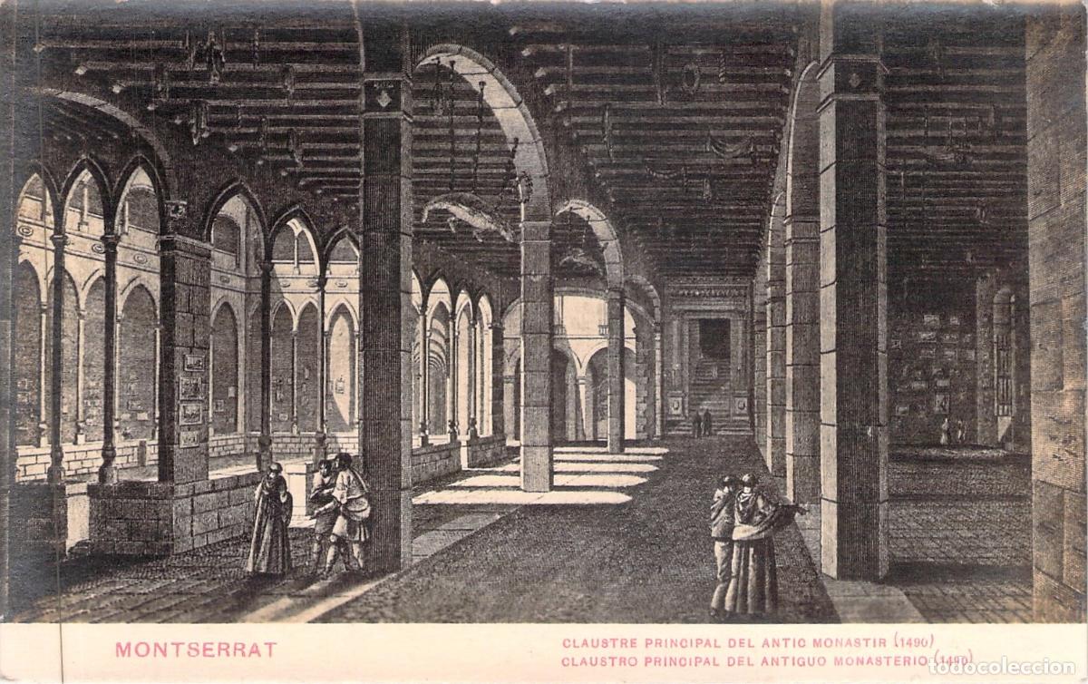 Postales: Postal del Claustro Principal del Antiguo Monasterio de Montserrat