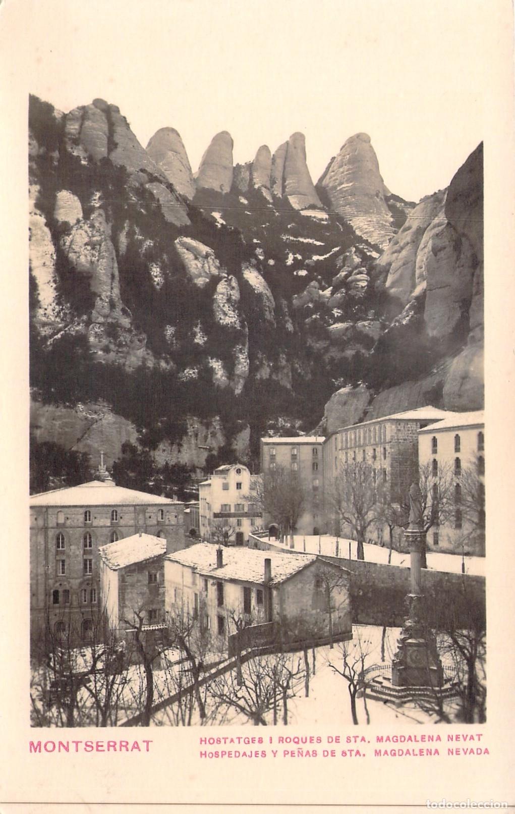 Postales: Postal de Montserrat con Nieve y Pe&ntilde;as de Santa Magdalena