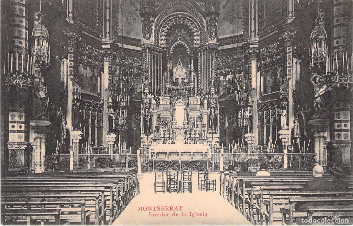 Postales: Postal Montserrat Interior de la Iglesia Bas&iacute;lica Barcelona