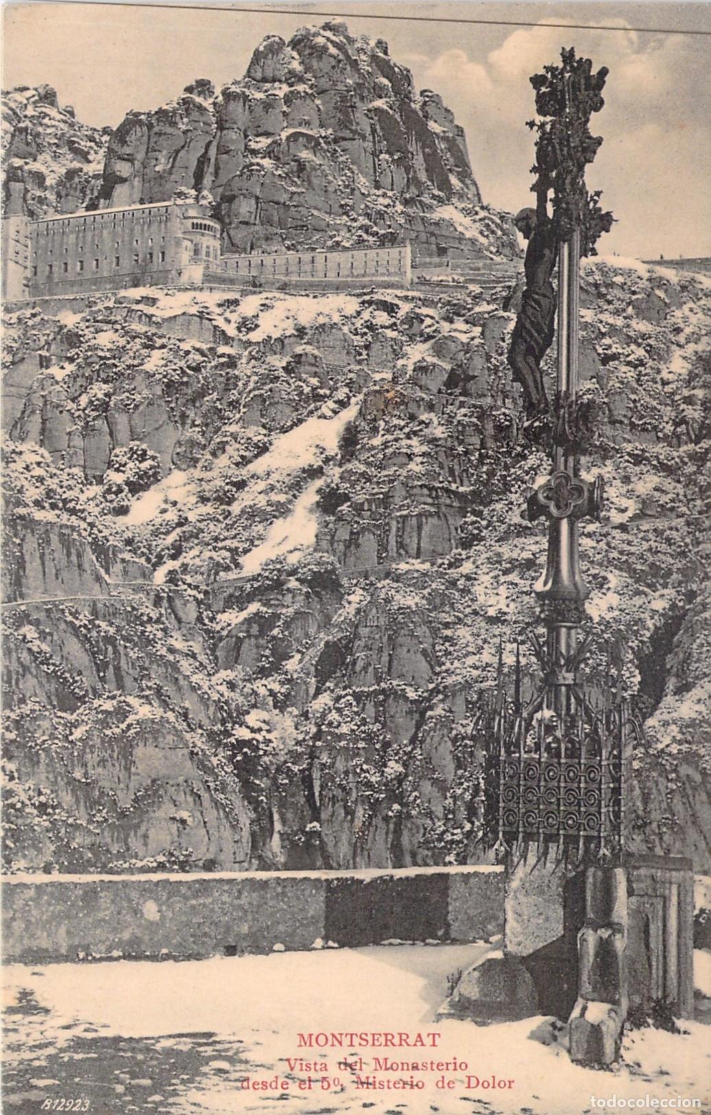 Postales: Postal de Montserrat: Vista del Monasterio desde el 5&ordm; Misterio de Dolor