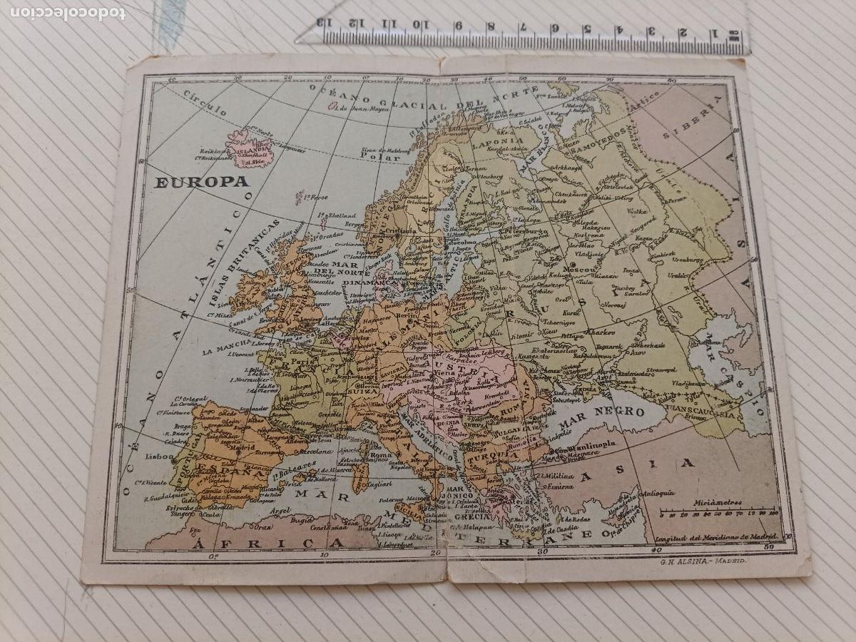 Postales: Mapa de Europa. Postal doble antigua - Foto 1