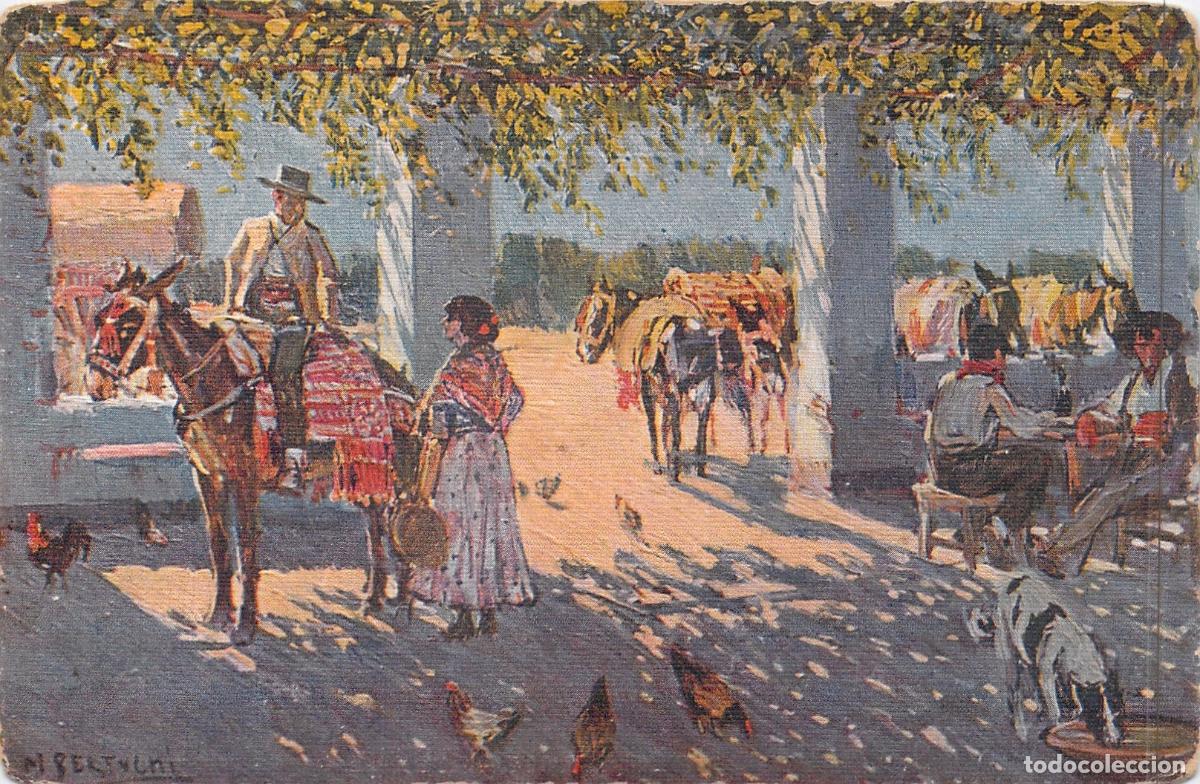 Postales: Postal Art&iacute;stica de Mariano Bertuchi: Un Ventorrillo en Sevilla