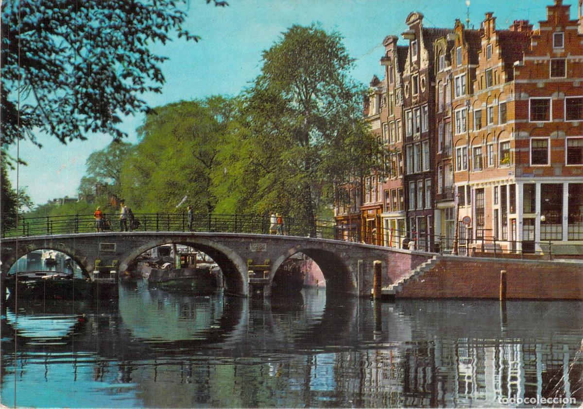 Postales: Postal de &Aacute;msterdam: Canal Prinsengracht y Arquitectura Tradicional