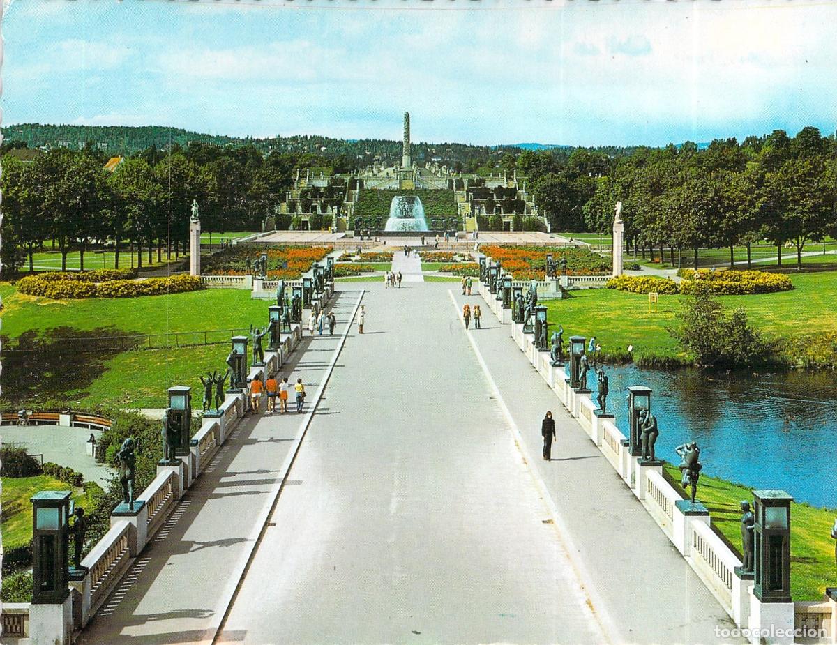 Postales: Postal de Oslo Noruega Parque Vigeland El Puente con Esculturas