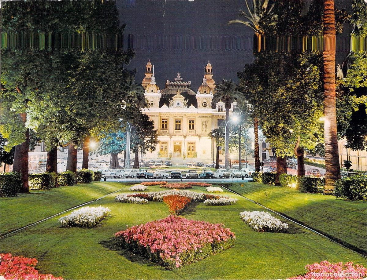 Postales: Postal de M&oacute;naco Vista Nocturna del Casino de Montecarlo