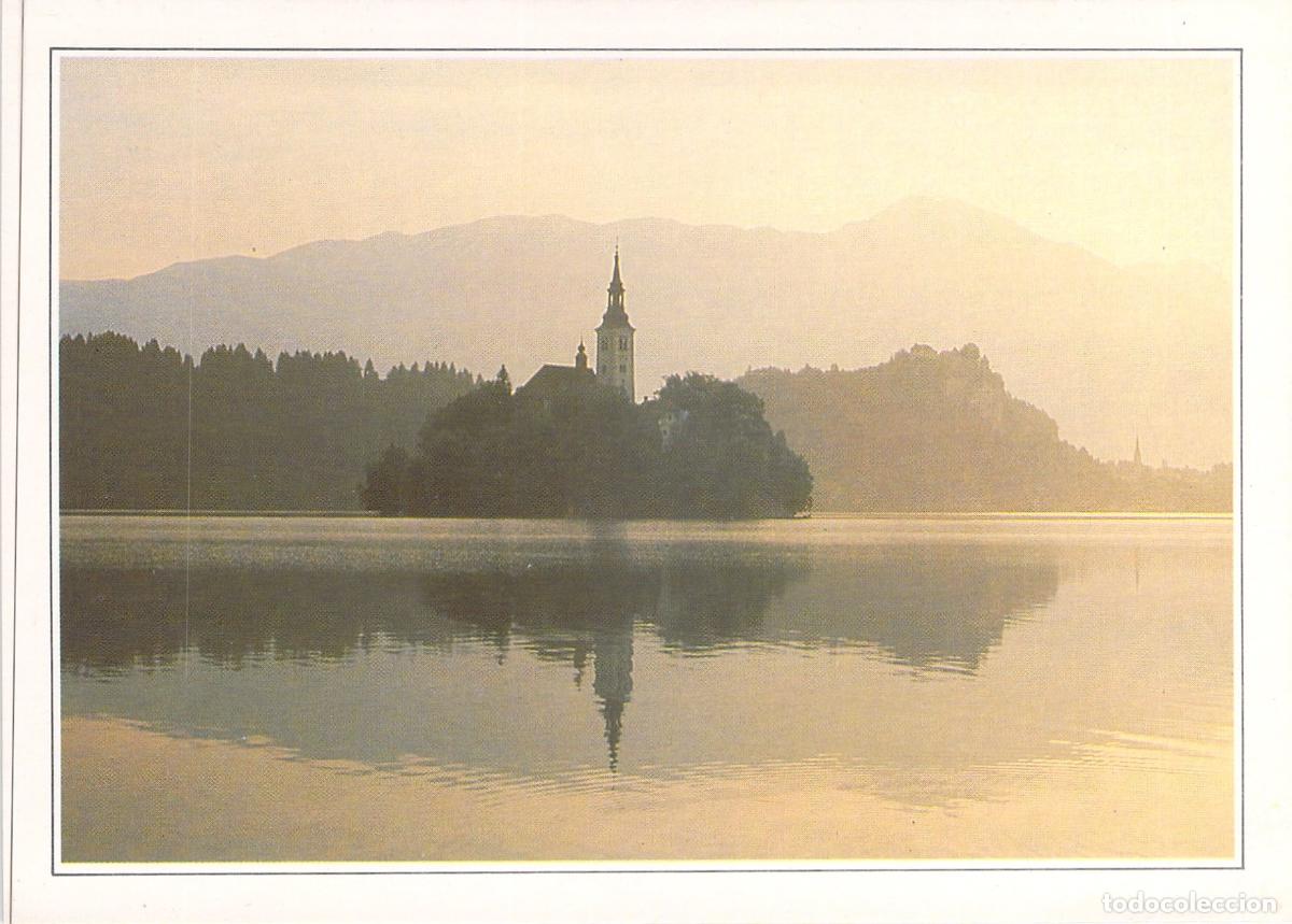 Postales: Postal del Lago de Bled y la Iglesia de Santa Mar&iacute;a del Lago