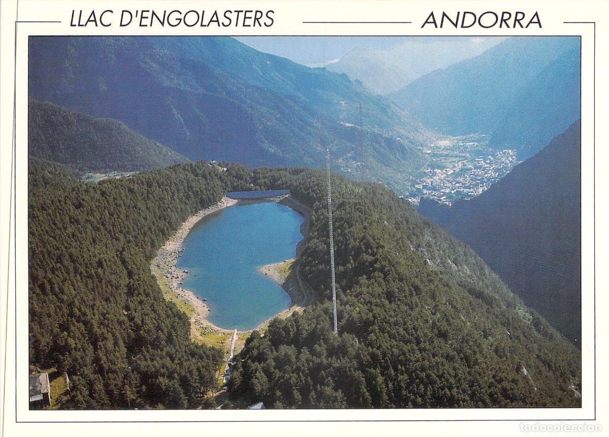 Postales: Postal Vista A&eacute;rea Lago Engolasters con Andorra la Vella al Fondo