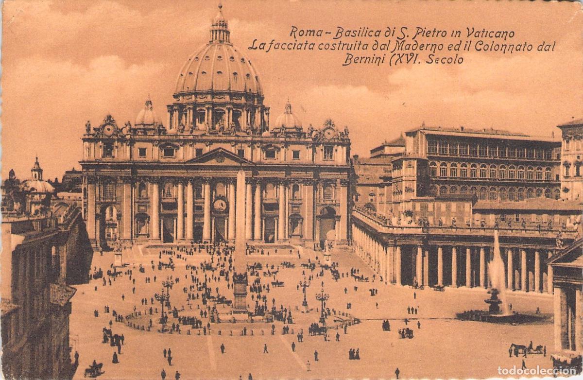 Postales: Postal de la Bas&iacute;lica de San Pedro y Columnato de Bernini, Roma