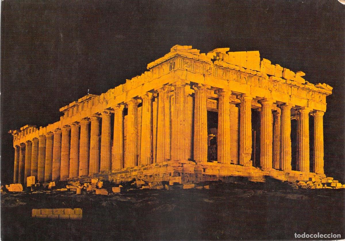 Postales: Postal de la Acr&oacute;polis de Atenas Iluminada de Noche, Grecia