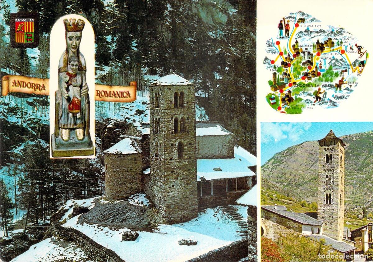 Postales: Postal de Andorra Rom&aacute;nica y Valls d'Andorra con Mapa