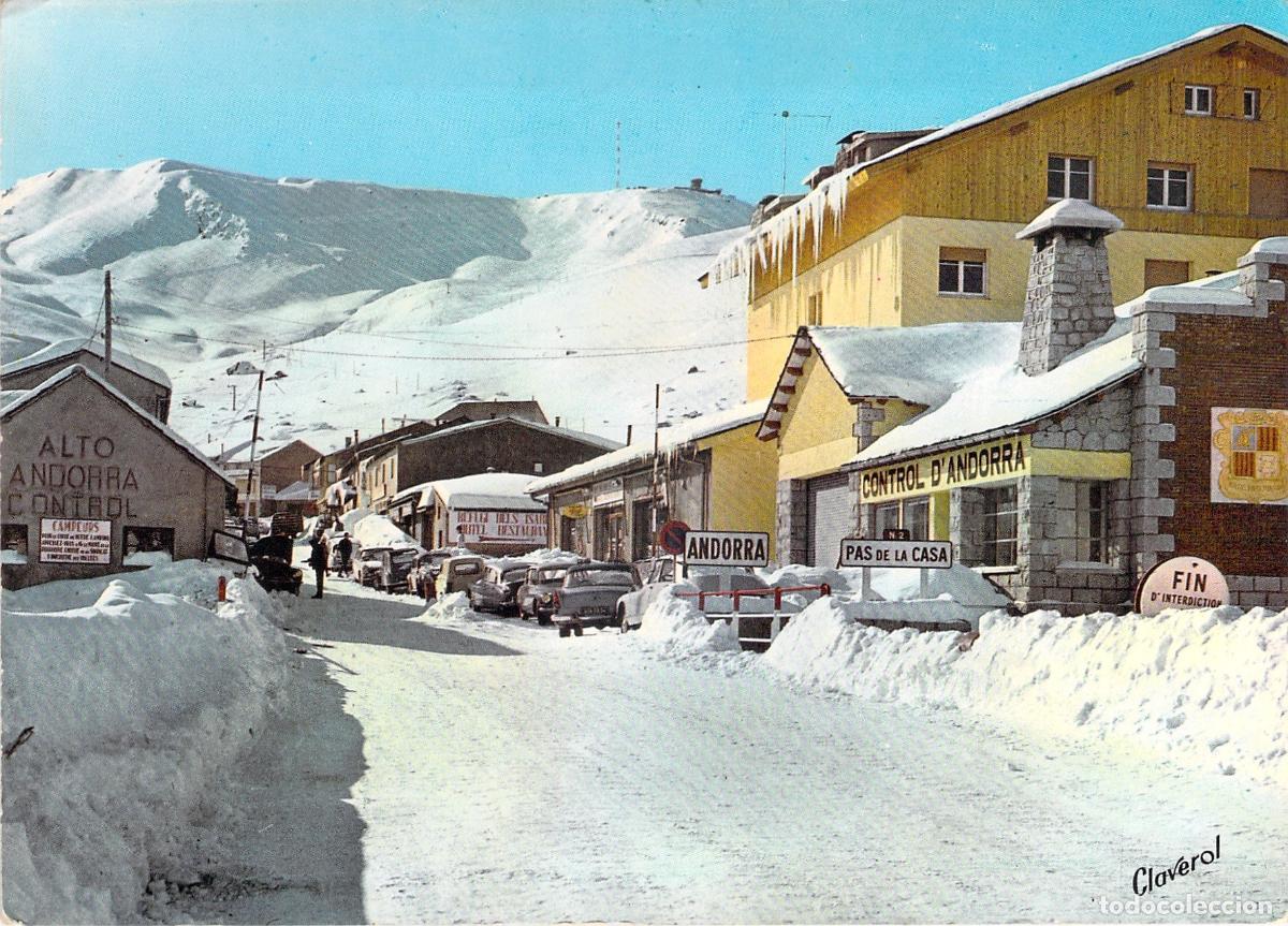 Postales: Postal de Pas de la Casa en Invierno, Frontera de Andorra