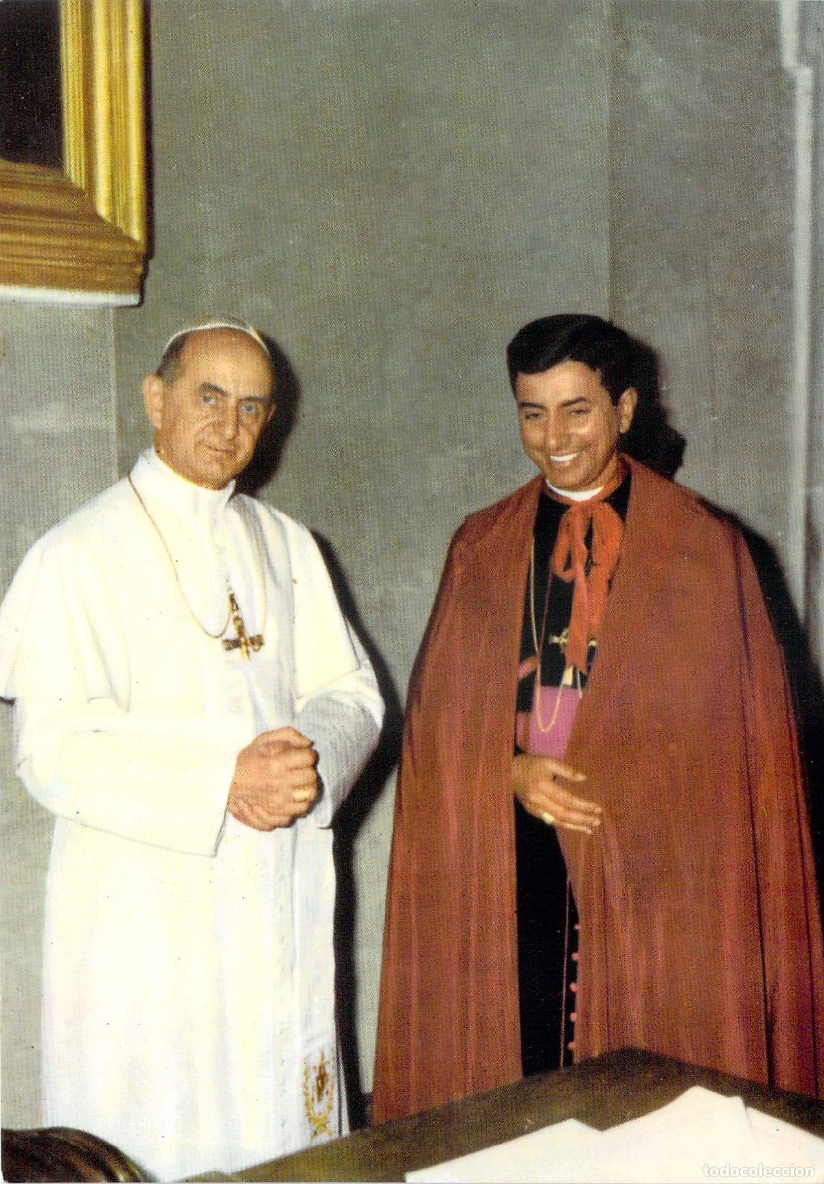 Postales: Postal de Reuni&oacute;n del Papa Pablo VI y el Obispo Hubert D'Rozario