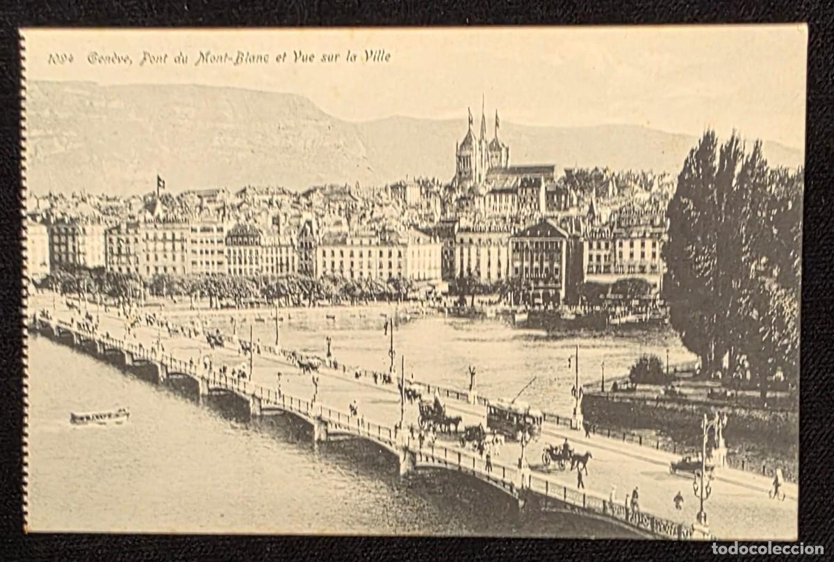 Postales: P.1056 Postal Antigua Gen&egrave;ve Suisse Vista Urbana R&iacute;o y Puente Carte Postale Vintage