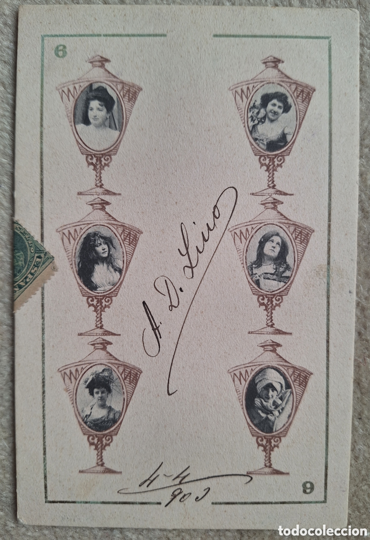 Postales: Tarjeta postal Baraja Canovas Naipe - Reverso sin dividir - Hauser y Menet - Madrid - Circulada