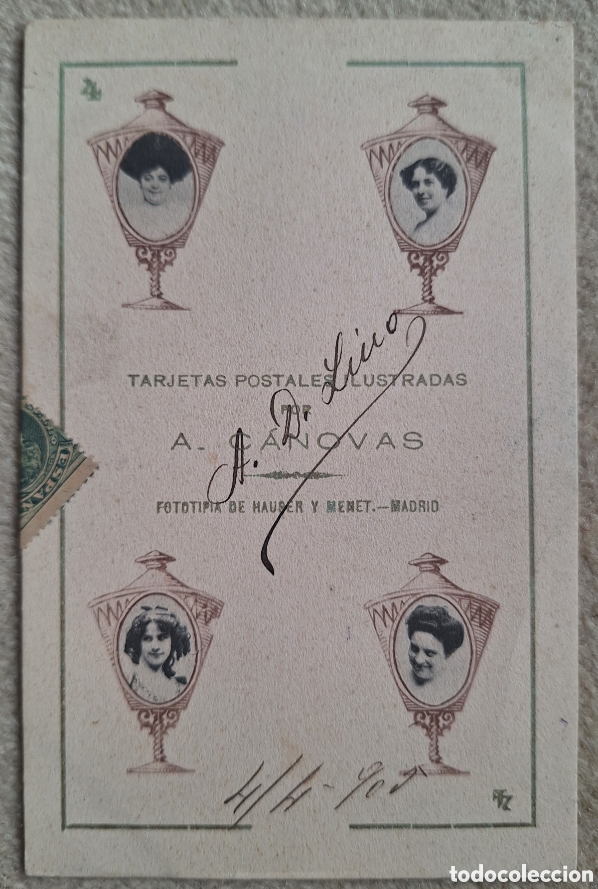 Postales: Tarjeta postal Baraja Canovas Naipe - Reverso sin dividir - Hauser y Menet - Madrid - Circulada