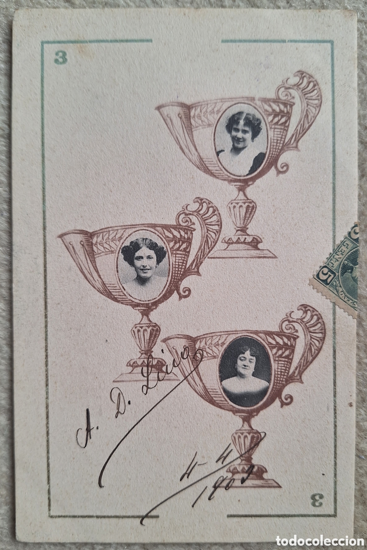 Postales: Tarjeta postal Baraja Canovas Naipe - Reverso sin dividir - Hauser y Menet - Madrid - Circulada
