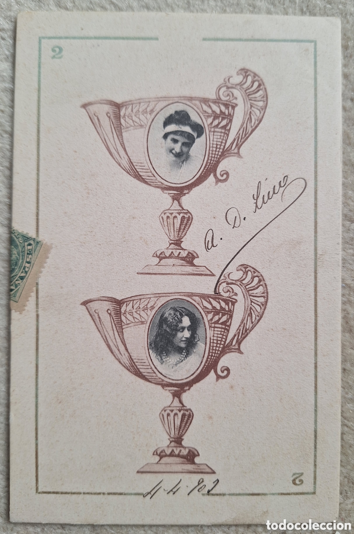 Postales: Tarjeta postal Baraja Canovas Naipe - Reverso sin dividir - Hauser y Menet - Madrid - Circulada