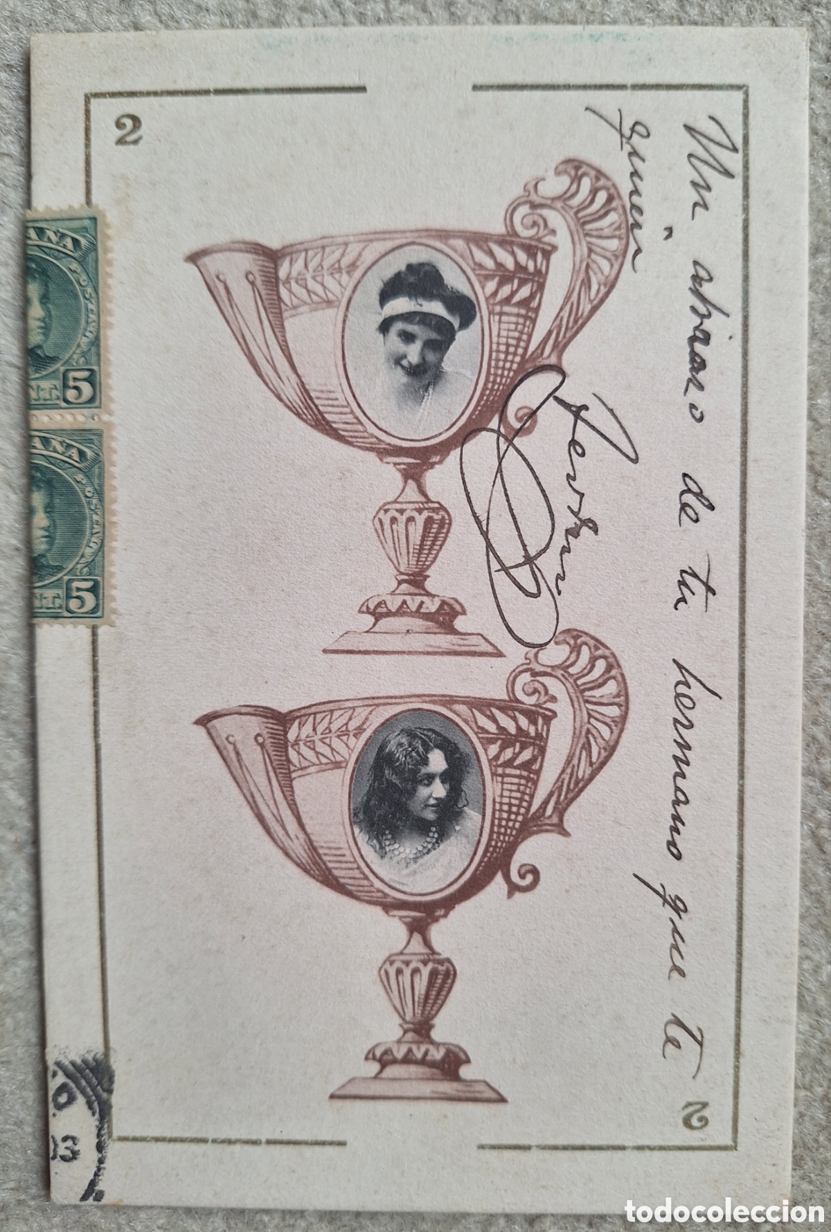 Postales: Tarjeta postal Baraja Canovas Naipe - Reverso sin dividir - Hauser y Menet - Madrid - Circulada