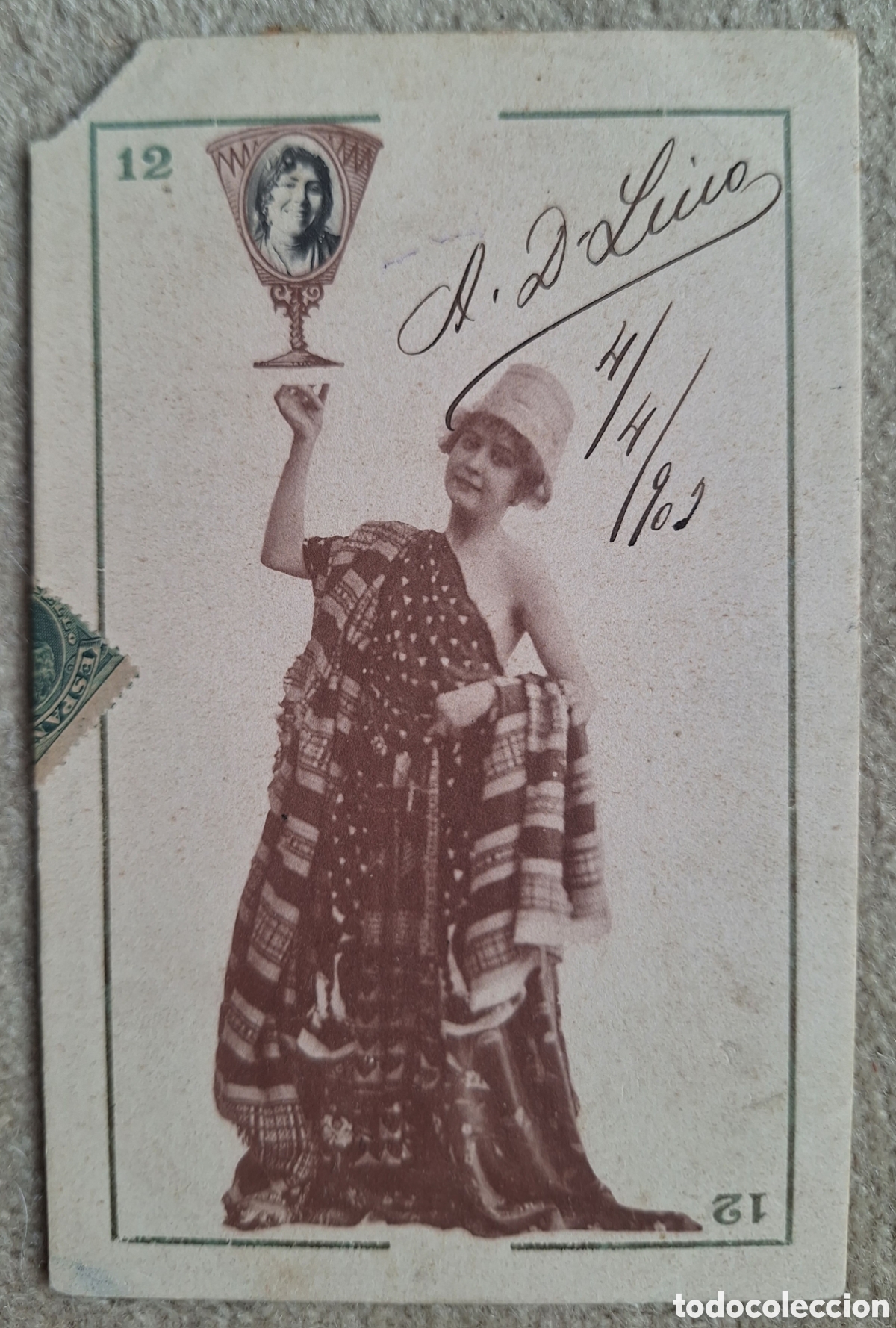 Postales: Tarjeta postal Baraja Canovas Naipe - Reverso sin dividir - Hauser y Menet - Madrid - Circulada