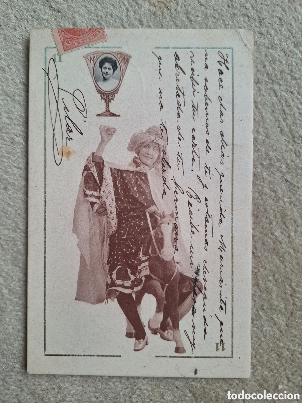Postales: Tarjeta postal Baraja Canovas Naipe - Reverso sin dividir - Hauser y Menet - Madrid - Circulada
