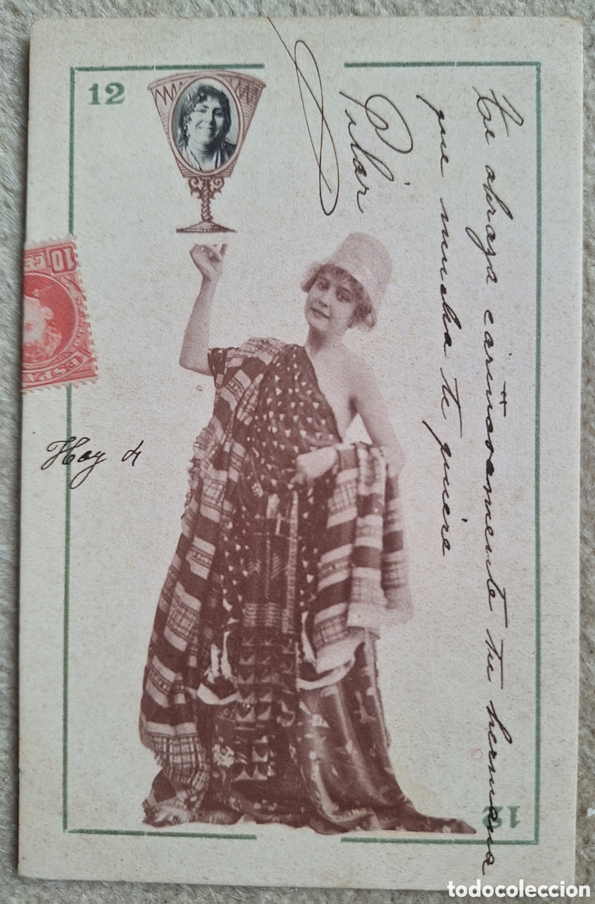 Postales: Tarjeta postal Baraja Canovas Naipe - Reverso sin dividir - Hauser y Menet - Madrid - Circulada