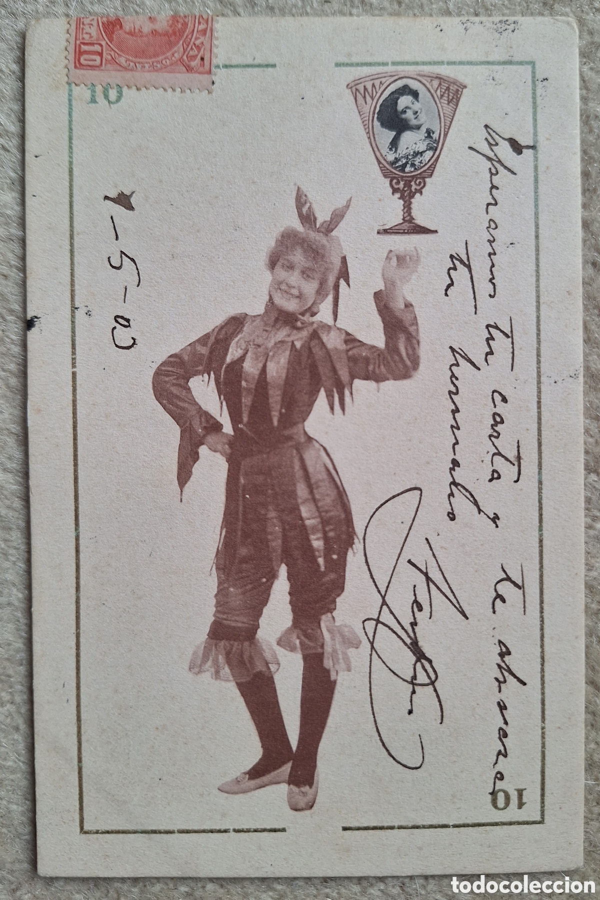 Postales: Tarjeta postal Baraja Canovas Naipe - Reverso sin dividir - Hauser y Menet - Madrid - Circulada