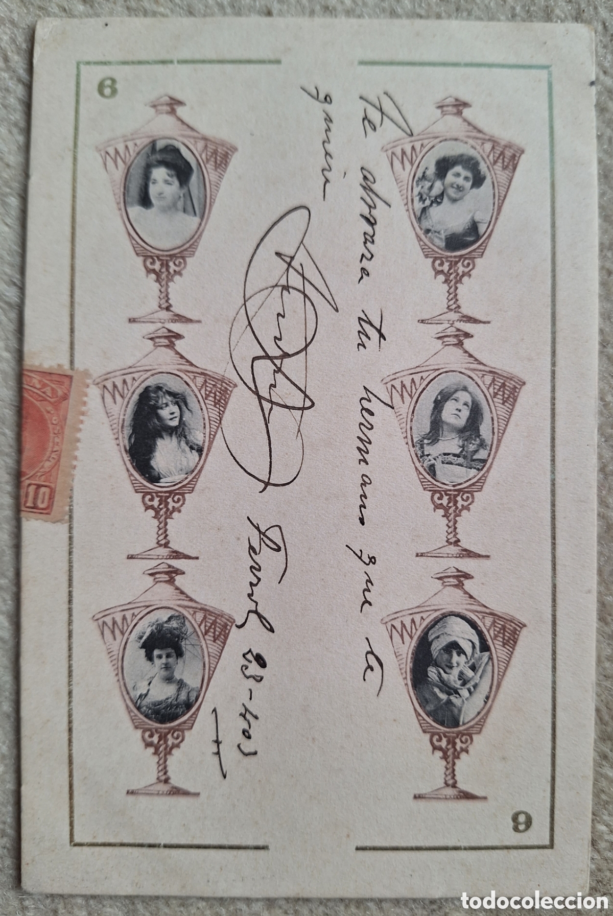 Postales: Tarjeta postal Baraja Canovas Naipe - Reverso sin dividir - Hauser y Menet - Madrid - Circulada