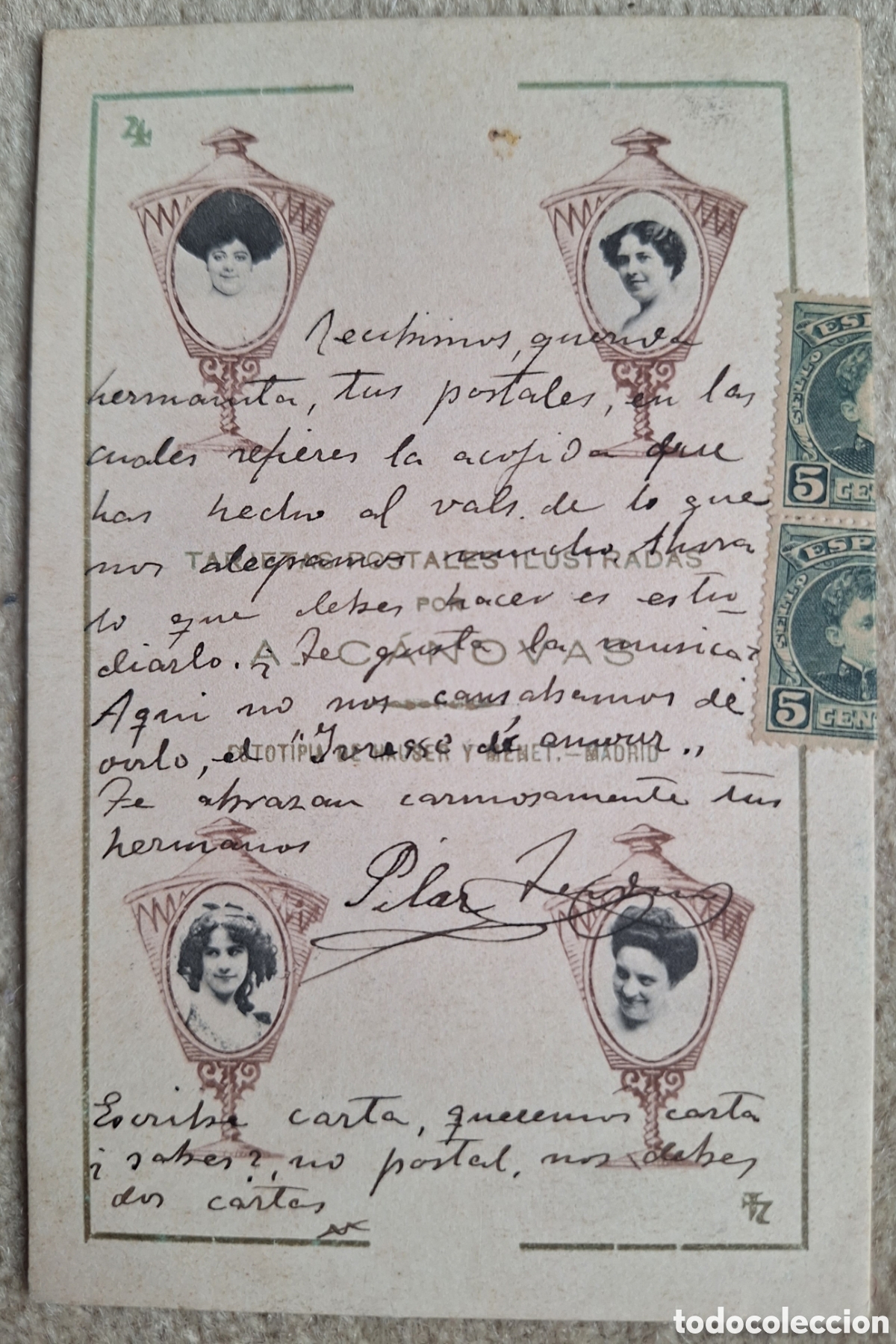 Postales: Tarjeta postal Baraja Canovas Naipe - Reverso sin dividir - Hauser y Menet - Madrid - Circulada