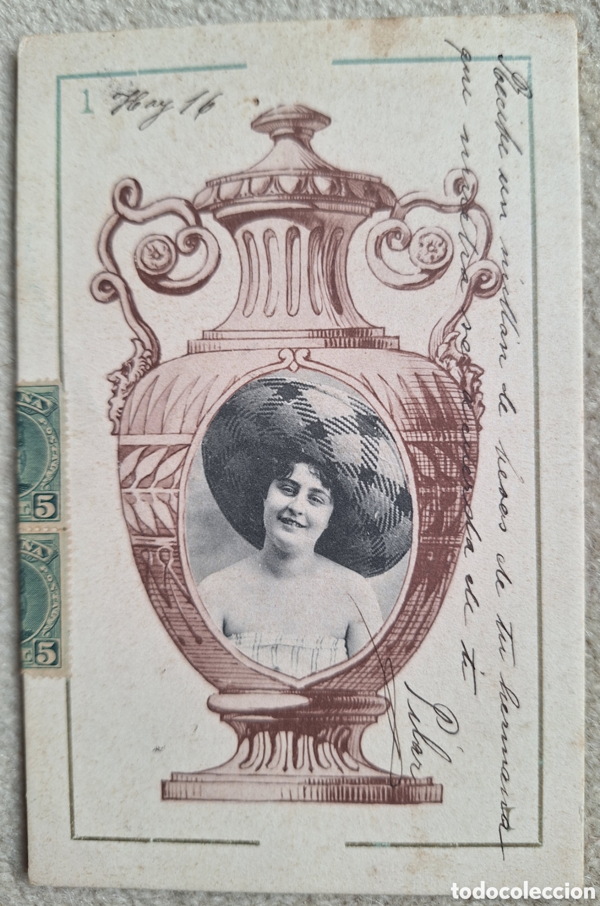 Postales: Tarjeta postal Baraja Canovas Naipe - Reverso sin dividir - Hauser y Menet - Madrid - Circulada