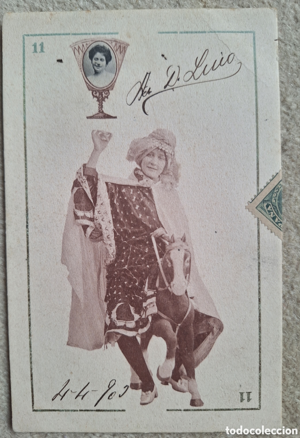 Postales: Tarjeta postal Baraja Canovas Naipe - Reverso sin dividir - Hauser y Menet - Madrid - Circulada