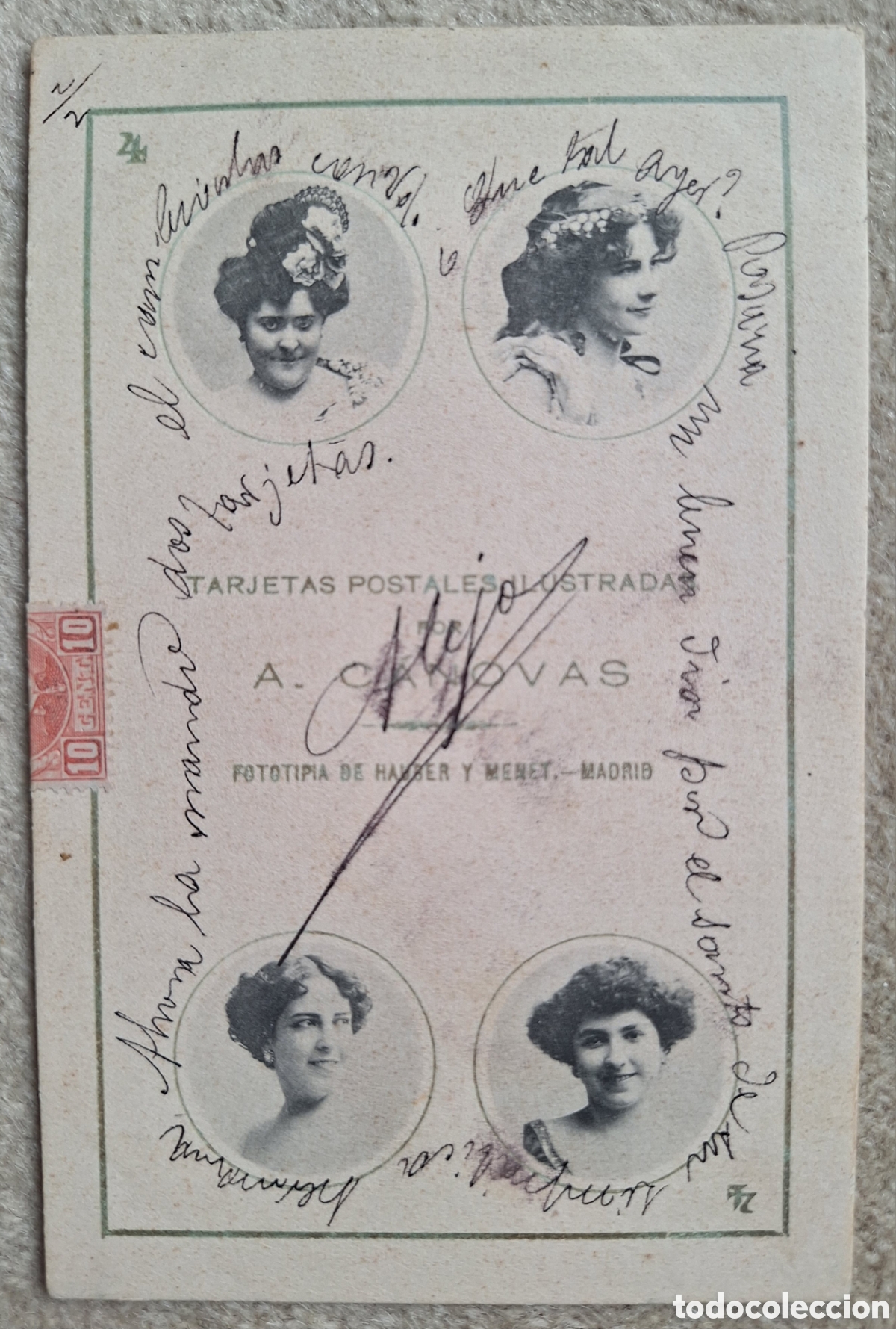 Postales: Tarjeta postal Baraja Canovas Naipe - Reverso sin dividir - Hauser y Menet - Madrid - Circulada