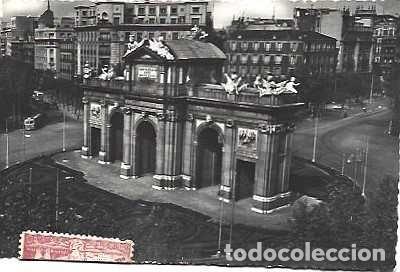 Postkarten: Espana & Marcofilia, Madrid, Puerta de Alcala, Mangualde Portugal 1951 (7)