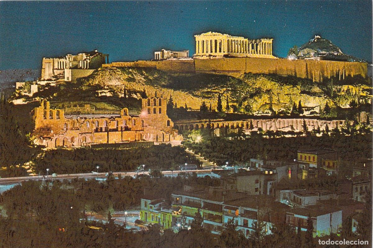 Cartes Postales: Postal de Atenas: La Acr&oacute;polis Iluminada de Noche