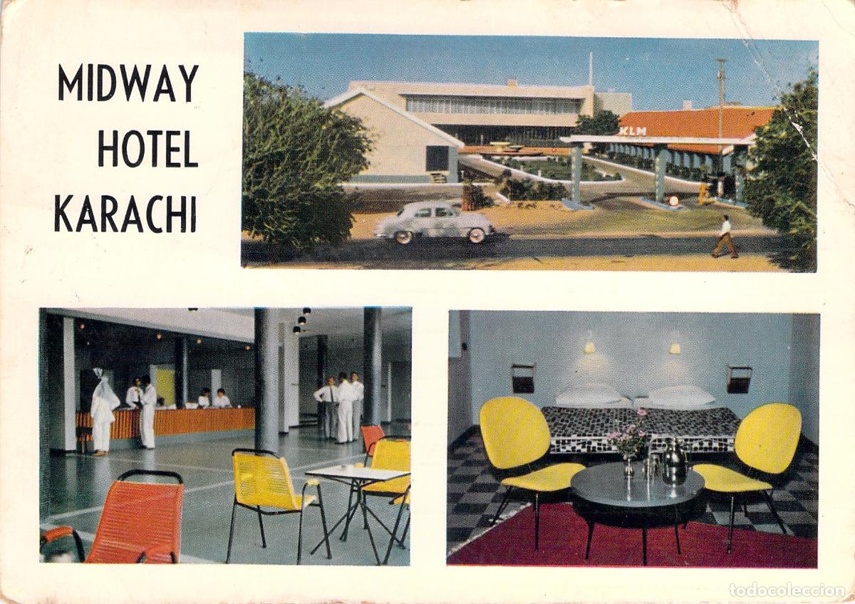 Postales: Postal Multivista del Midway Hotel en Karachi Pakist&aacute;n KLM