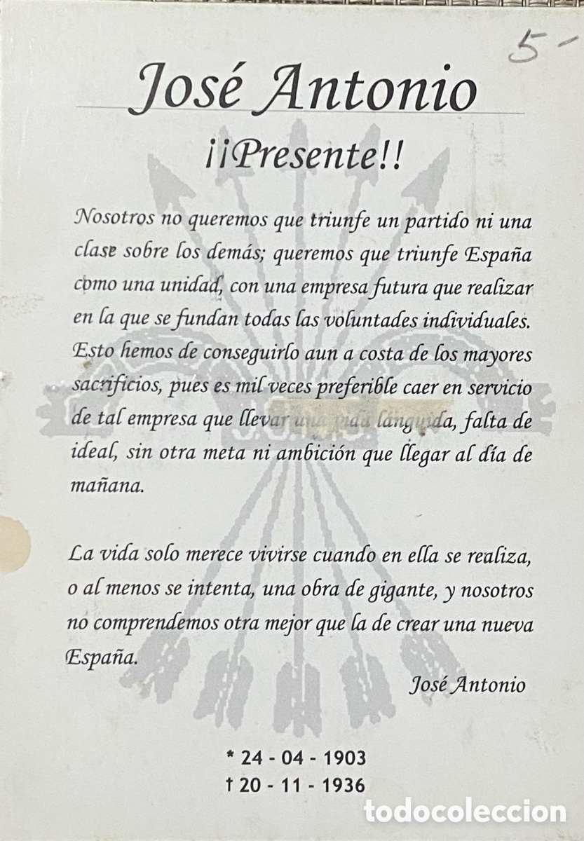 Postales: Postal Jose Antonio Primo Rivera - Foto 3