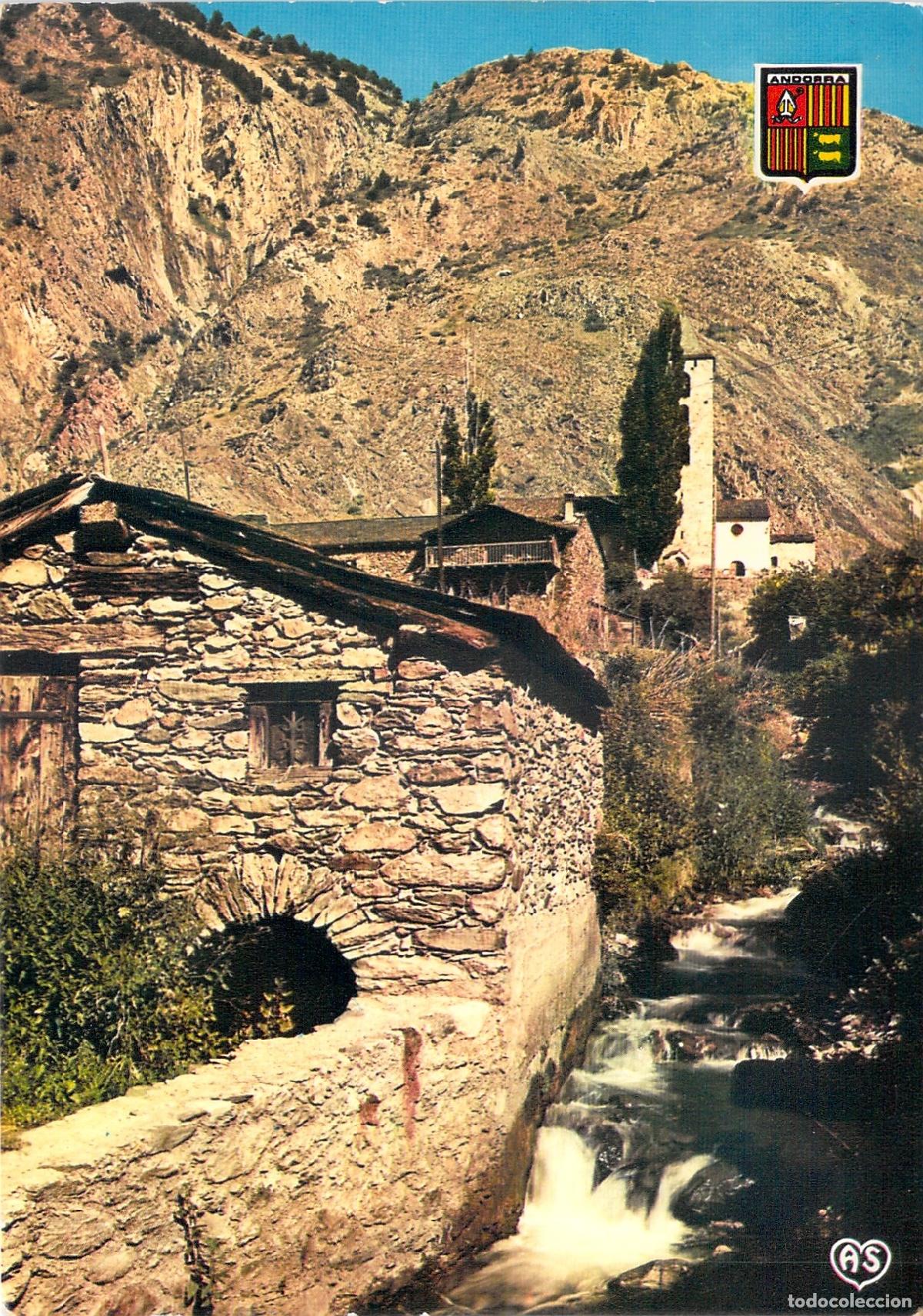 Postales: Postal de Canillo Andorra Vista con Antiguo Molino e Iglesia