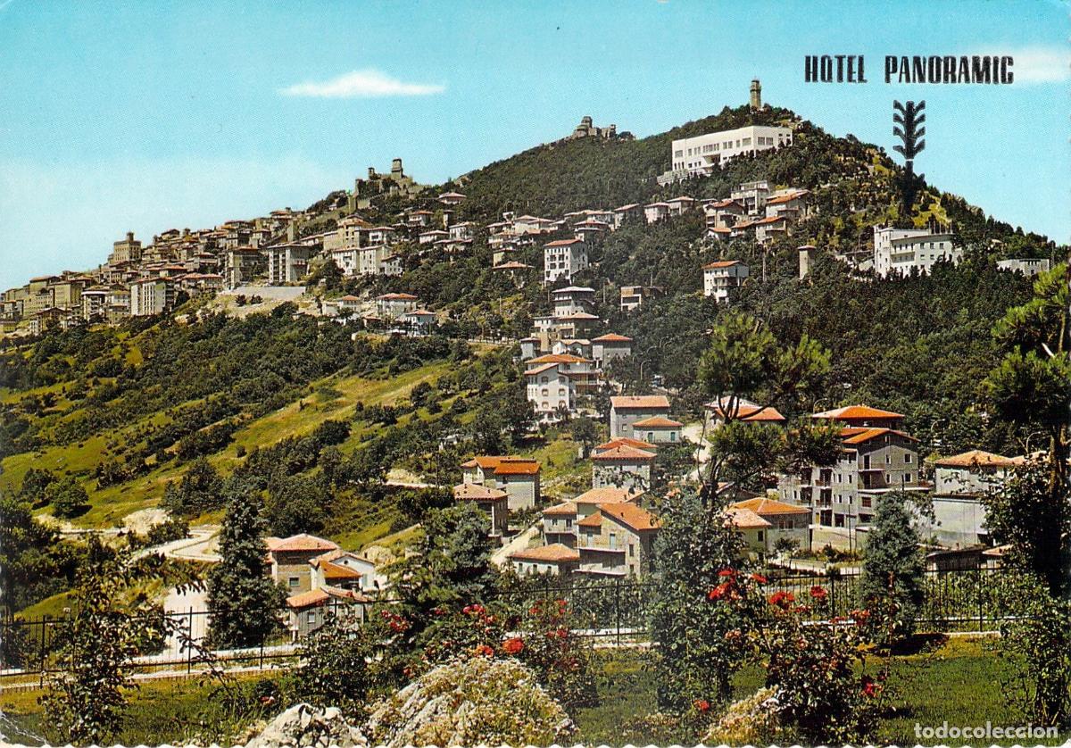 Postales: Postal de la vista panor&aacute;mica de San Marino y el Hotel Panoramic