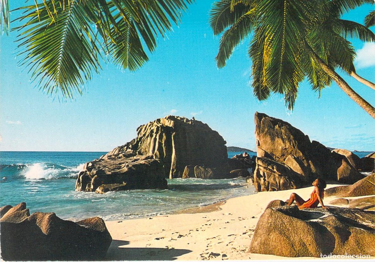 Postais: Postal de la Isla de La Digue en Seychelles por Dino Sassi
