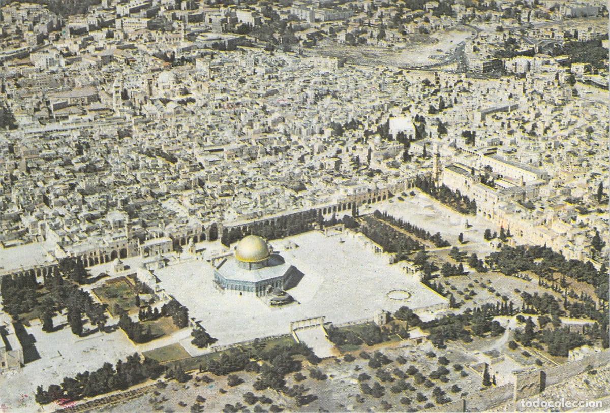 Postales: Postal Vista A&eacute;rea de Jerusal&eacute;n y C&uacute;pula de la Roca
