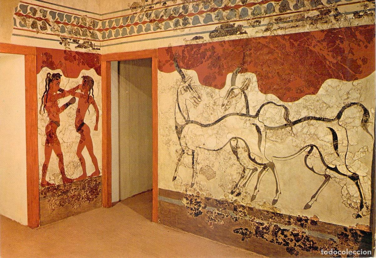 Postais: Postal del Museo Arqueol&oacute;gico de Atenas con Frescos de Thera