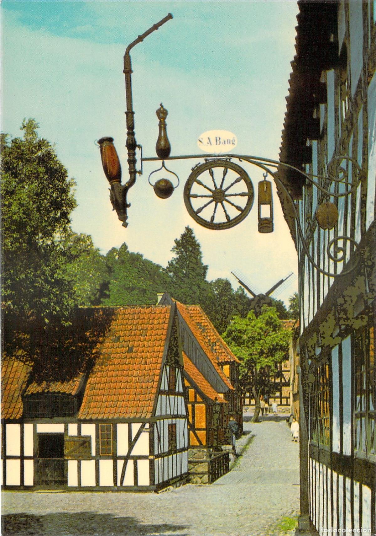 Postales: Postal Den Gamle By Aarhus Dinamarca Letrero de Tornero Hist&oacute;rico