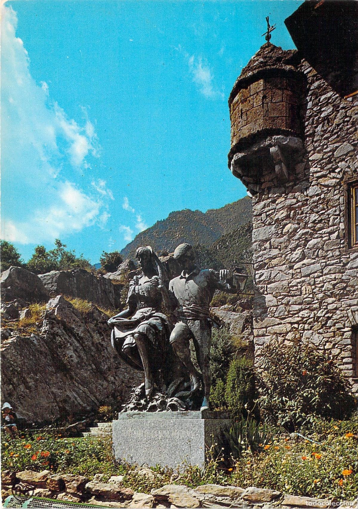 Postales: Postal de Andorra la Vella Casa de la Vall y Estatua