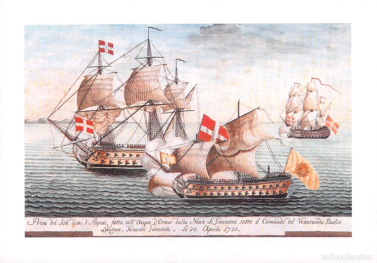 Postales: Postal Batalla Naval de la Orden de Malta y Nav&iacute;o Saint-Jean