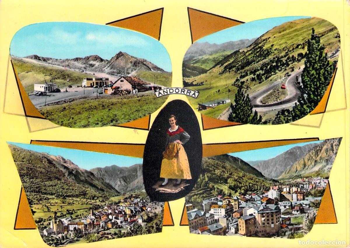 Postales: Postal Multivista de Andorra Port d'Envalira y Les Escaldes