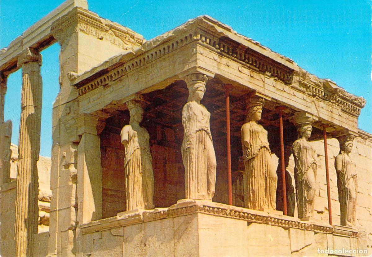 Postales: Postal de las Cari&aacute;tides en el Erectei&oacute;n de la Acr&oacute;polis de Atenas