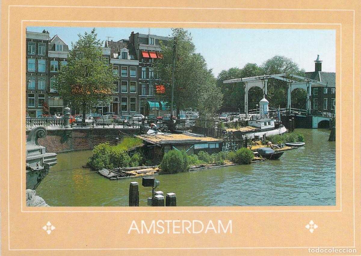 Postales: Postal de Amsterdam con Vista del R&iacute;o Amstel y Canal