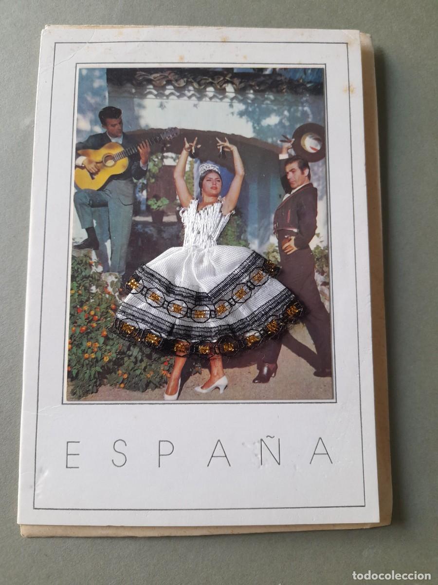 Postais: Postal Espa&ntilde;a, a&ntilde;os 60 aprox, diptico con textil, con sobre, ed jap